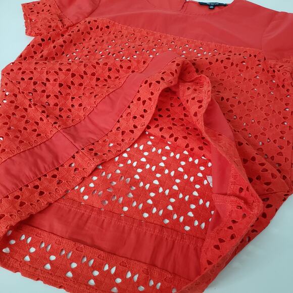 MADEWELL Starstitch Eyelet Anglaise Top Size XS Poppy Red Short Sleeves - Picture 9 of 13